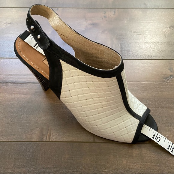 {L'agence} Black & White Leather Heels Open Toe Sandals 9 - Picture 9 of 16